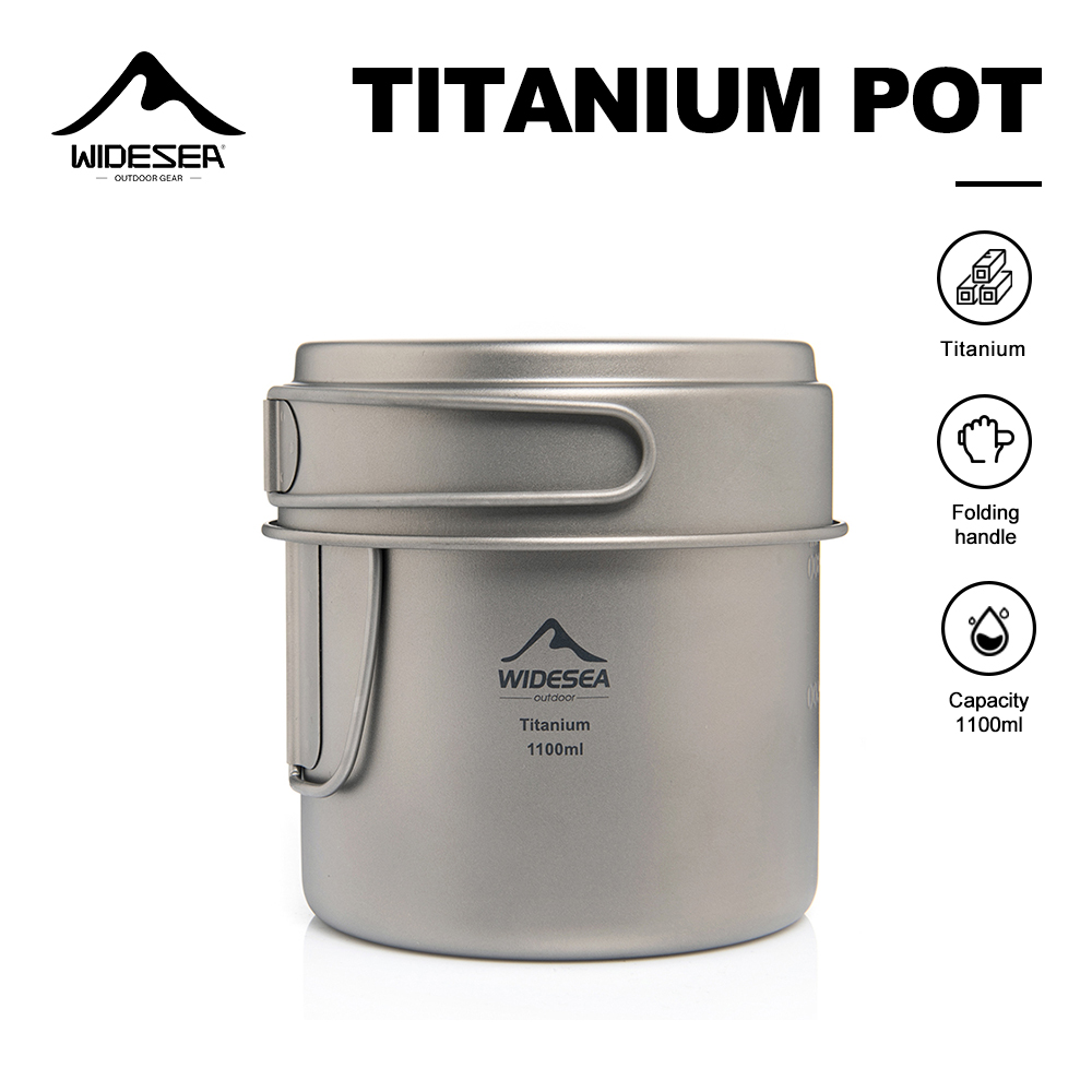 Camping Cooking Cup - Widesea Ultralight Titanium Camping Pot 1100ml