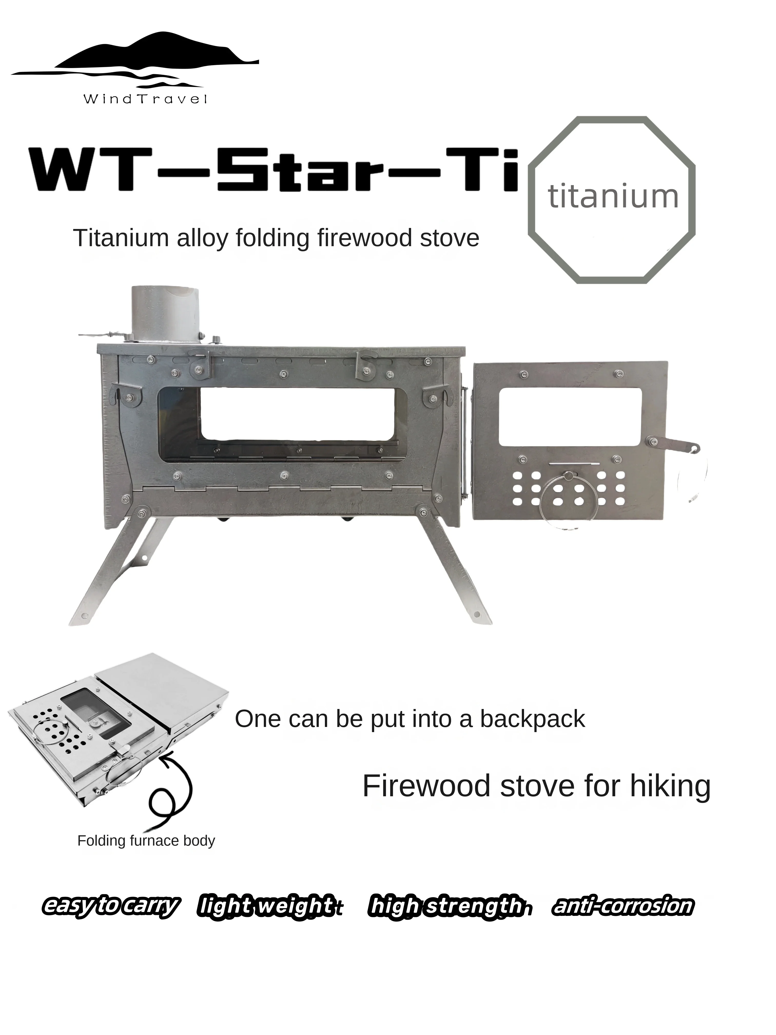 Camping Cooking Equipment Gas - WT Star Ti Titanium Alloy Folding