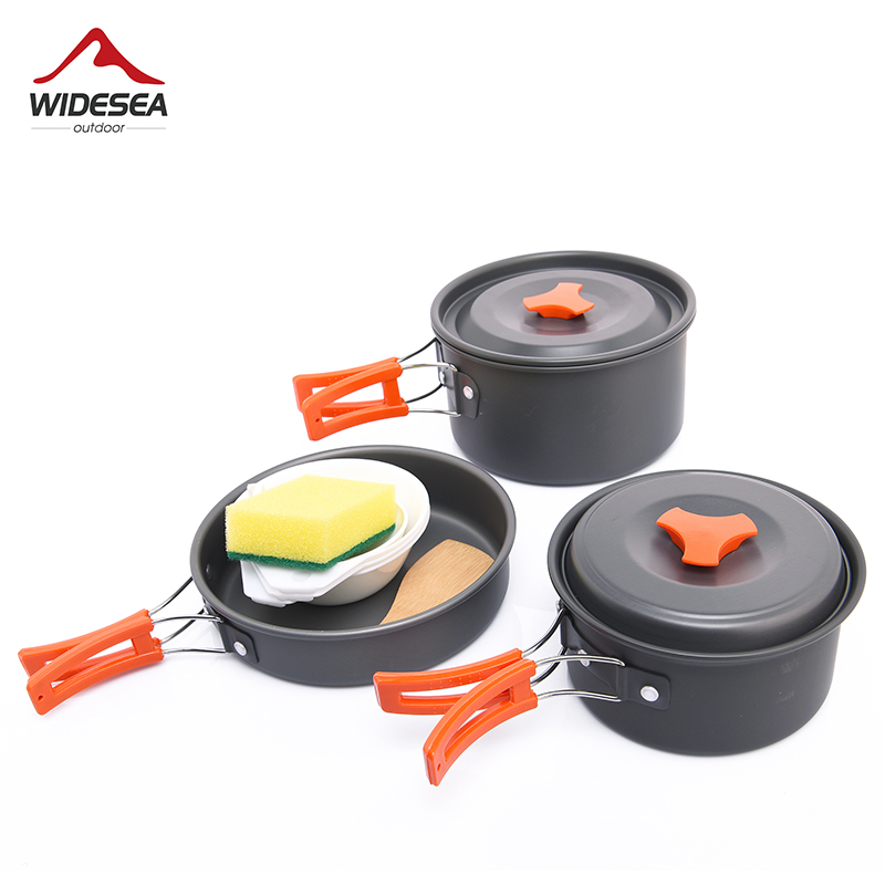 Camping Cooking Set With Kettle - Widesea Camping Outdoor Cookware Set Tableware