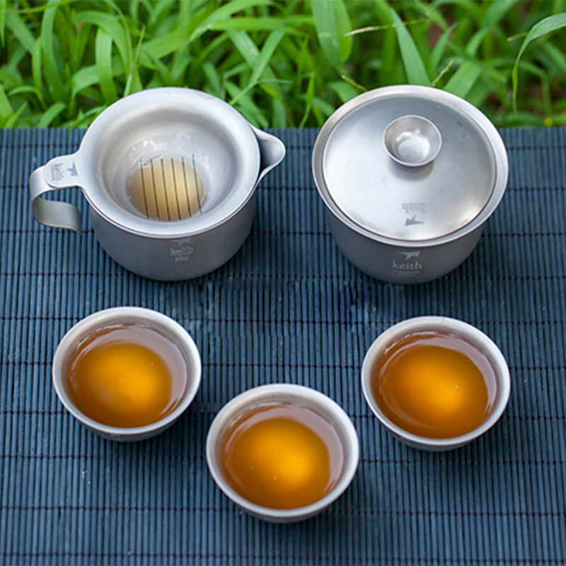 Camping Cooking Set With Kettle - Keith Titanium Kung Fu Tea Set