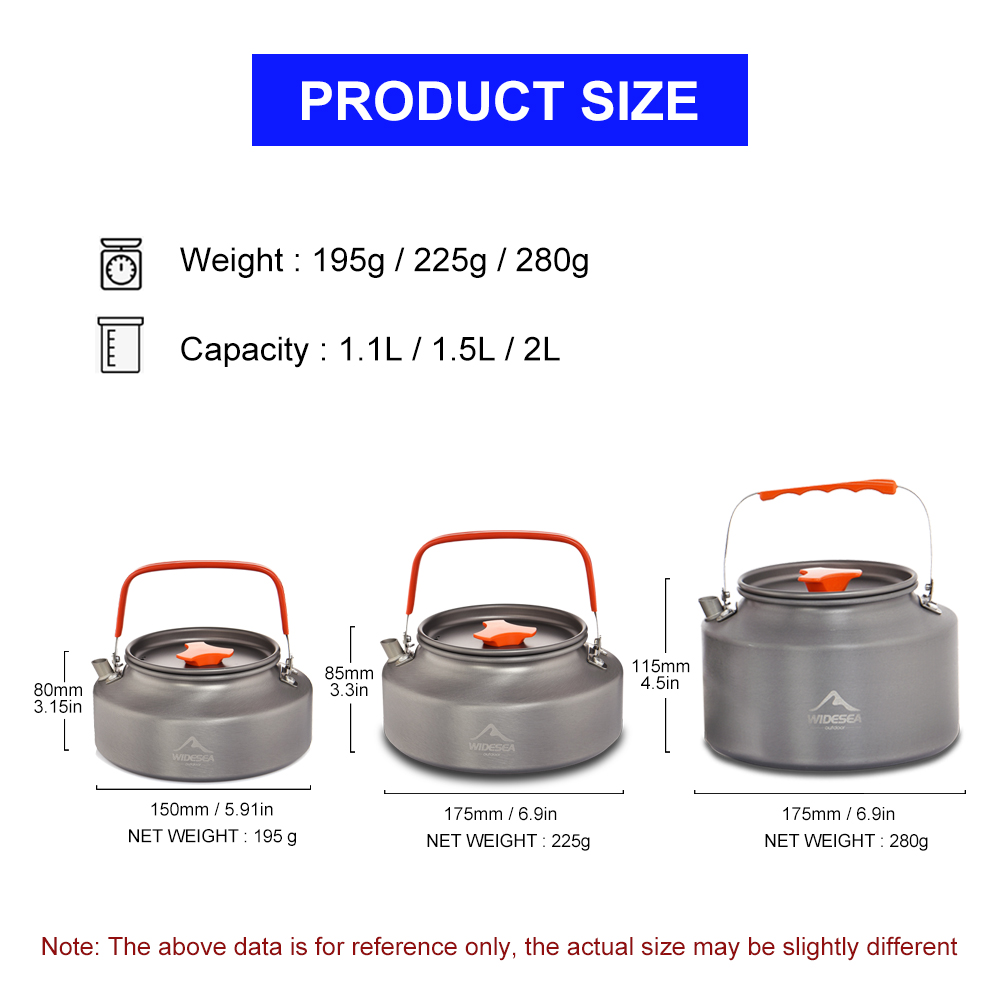 Widesea 1.1L 2L1.5L Camping Wa - Camping Cooking Kit 评论和价格