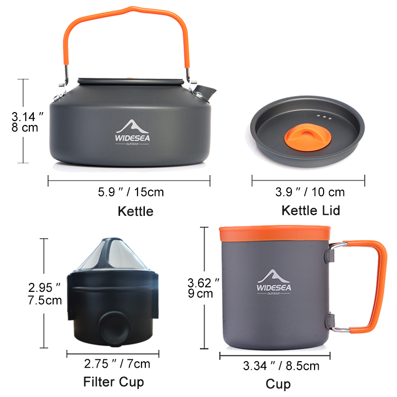 Widesea Camping Coffee Cookwar - Camping Cooking Set With Kettle 评论和价格