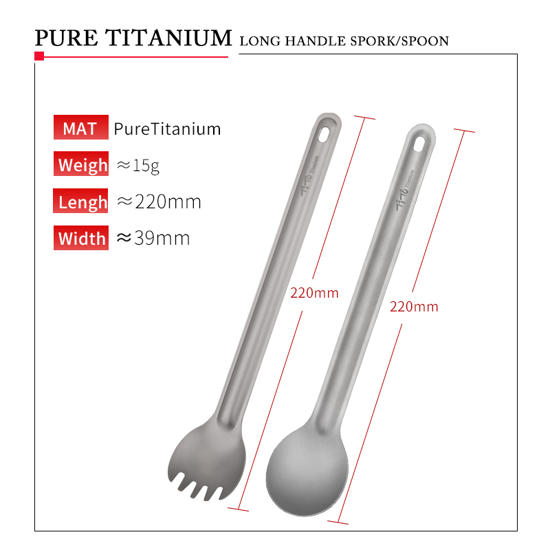 TiTo Titanium Spork Spoon Long - Camping Cooking Hardware 评论和价格