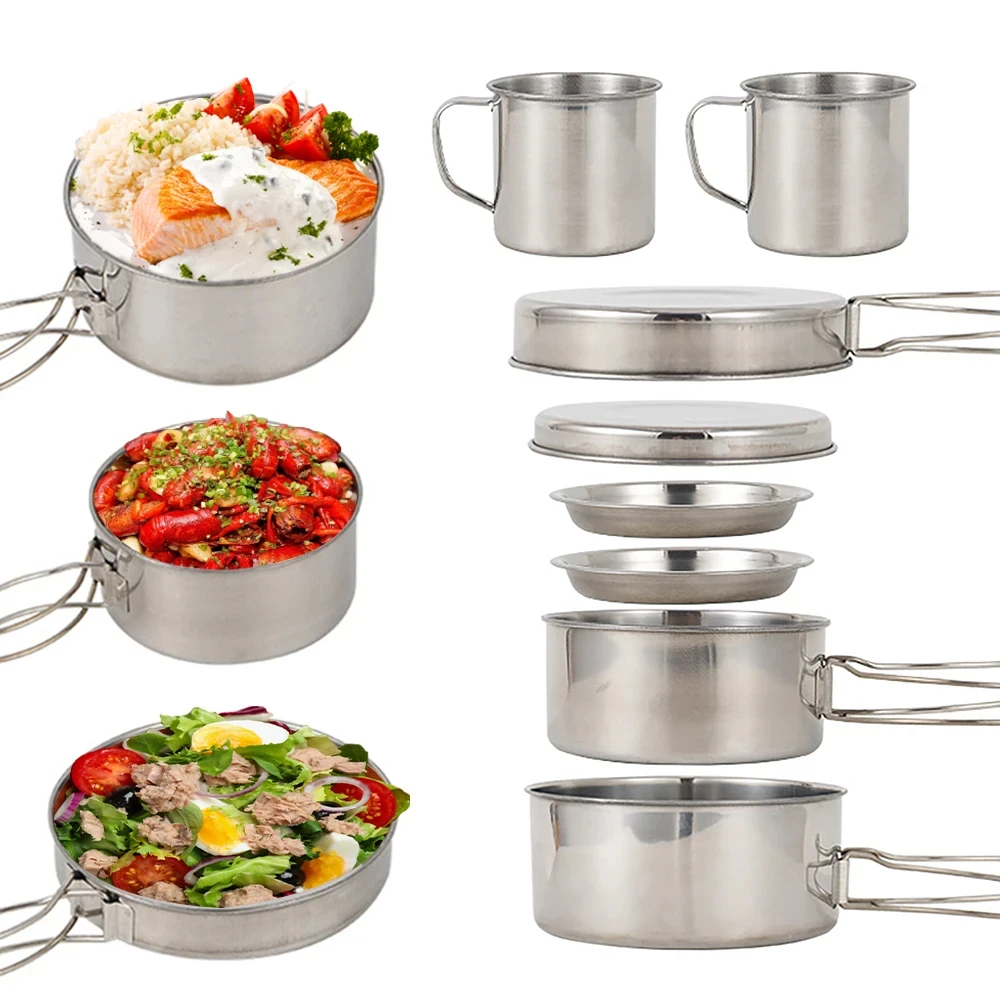 8pcs/Set Camping Cookware Mess - Camping Cooking Cup 评论和价格