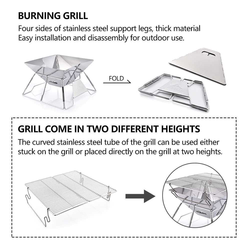 Widesea Windproof Wood-Burning - Camping Cooking Meat 评论和价格