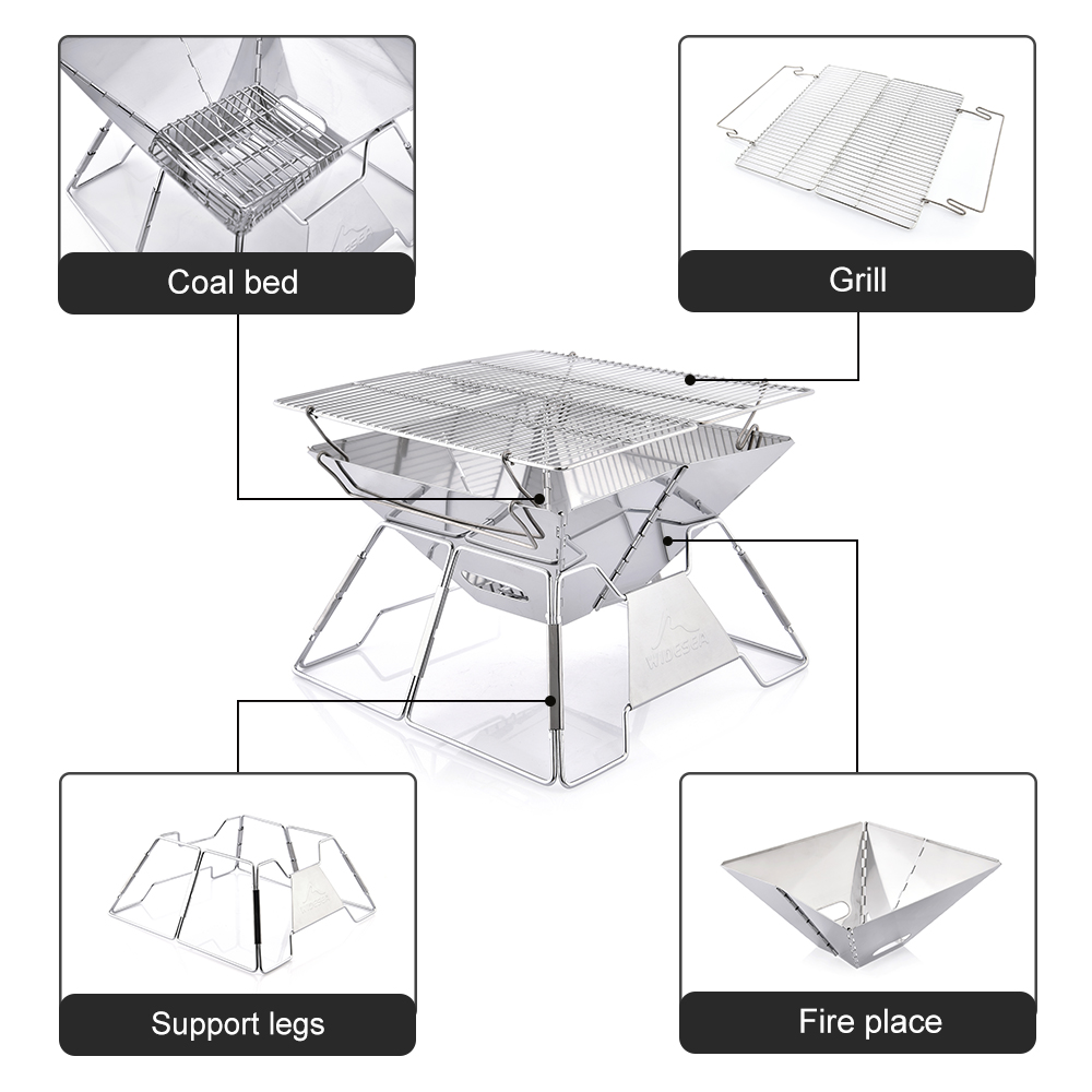 Widesea Windproof Wood-Burning - Camping Cooking Meat 评论和价格