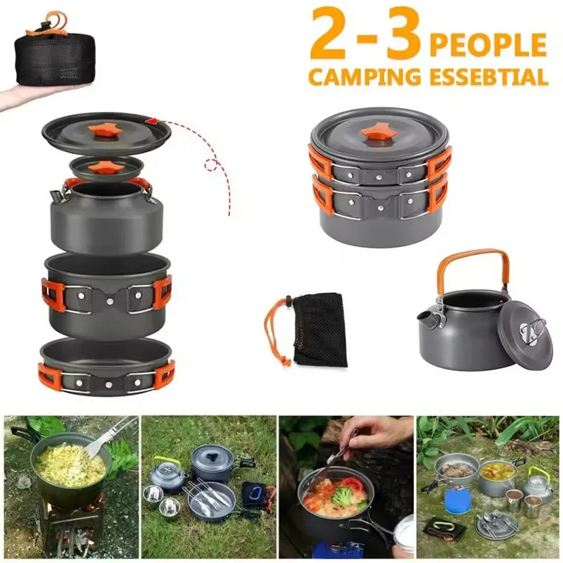 Outdoor Aluminum Alloy Camping - Camping Cooking Set With Kettle 评论和价格