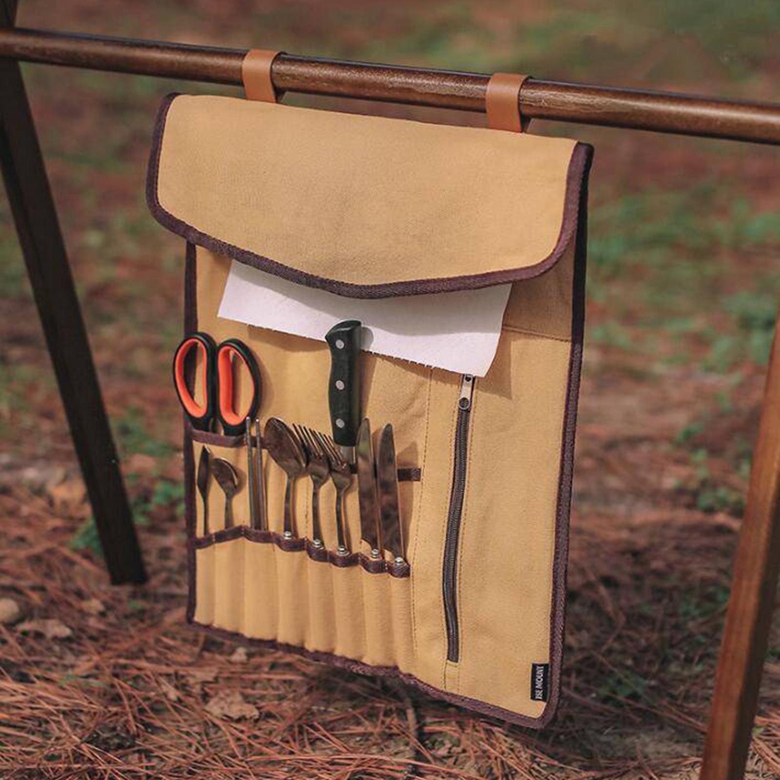 Portable Camping Utensil Roll  - Camping Cooking Utensils Storage 评论和价格