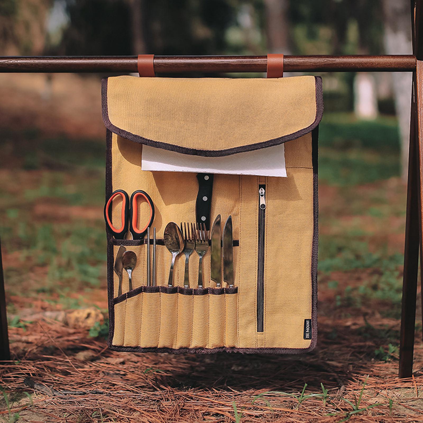 Portable Camping Utensil Roll  - Camping Cooking Utensils Storage 评论和价格
