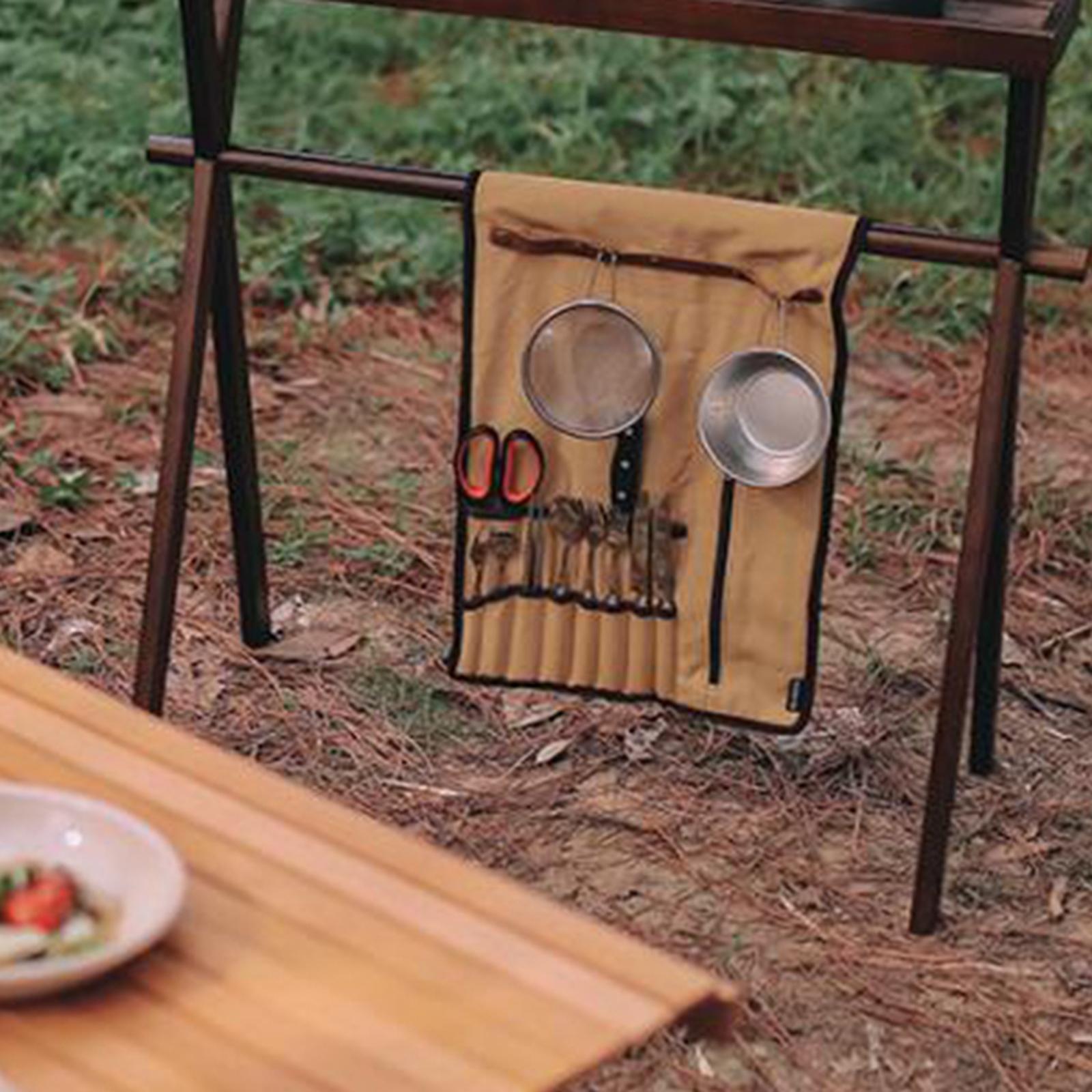 Portable Camping Utensil Roll  - Camping Cooking Utensils Storage 评论和价格