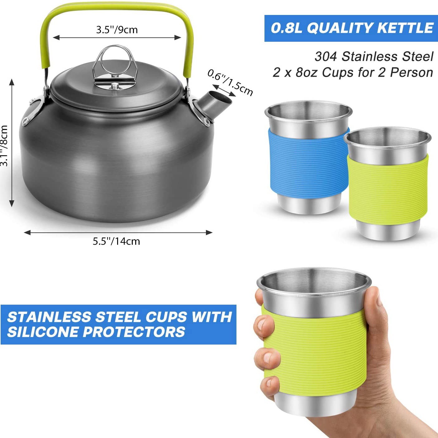 Complete 2-3 Person Camping Co - Camping Cooking Set With Kettle 评论和价格