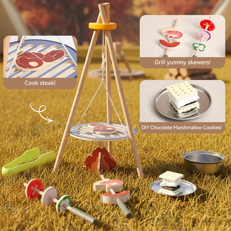 Wooden Kids Camping Barbecue T - Camping Cooking With Kids 评论和价格