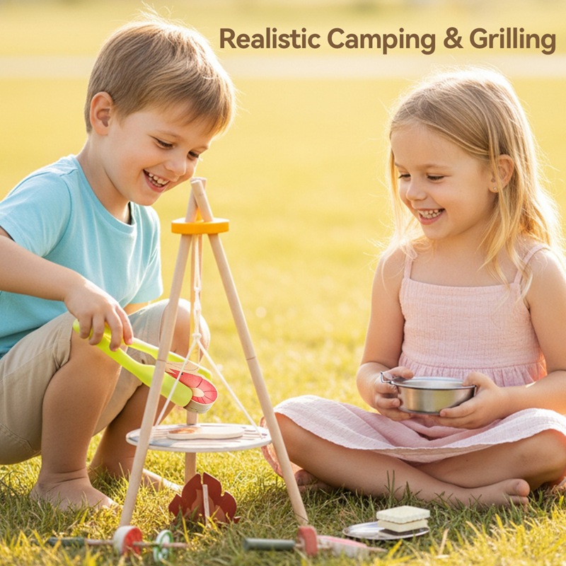 Wooden Kids Camping Barbecue T - Camping Cooking With Kids 评论和价格