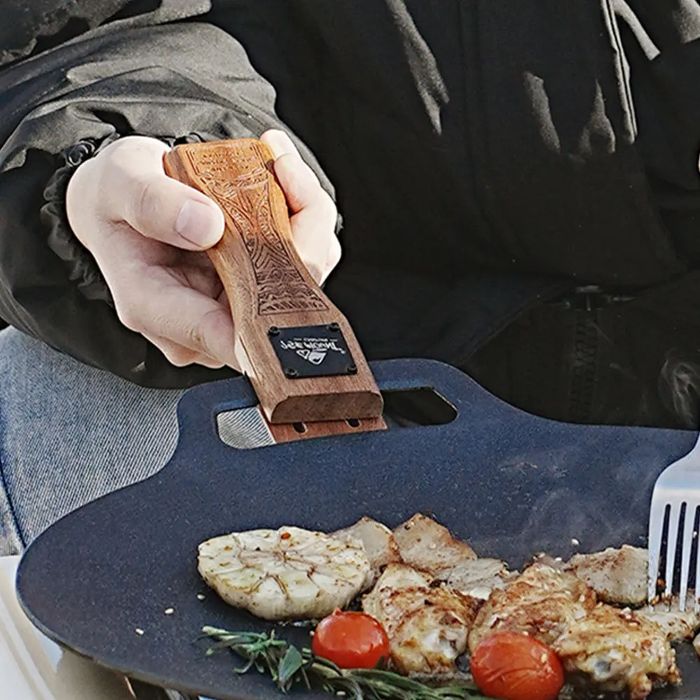 Outdoor Natural Wood Grill Pan - Camping Cooking Hardware 评论和价格