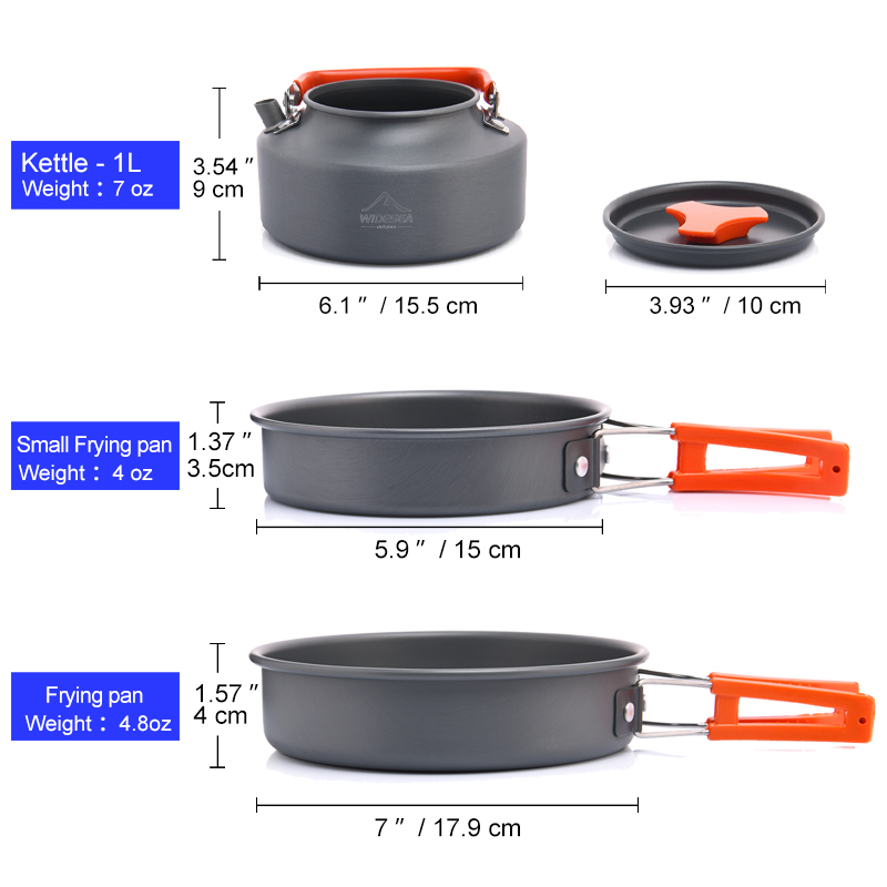 Widesea Camping Outdoor Cookwa - Camping Cooking Set With Kettle 评论和价格