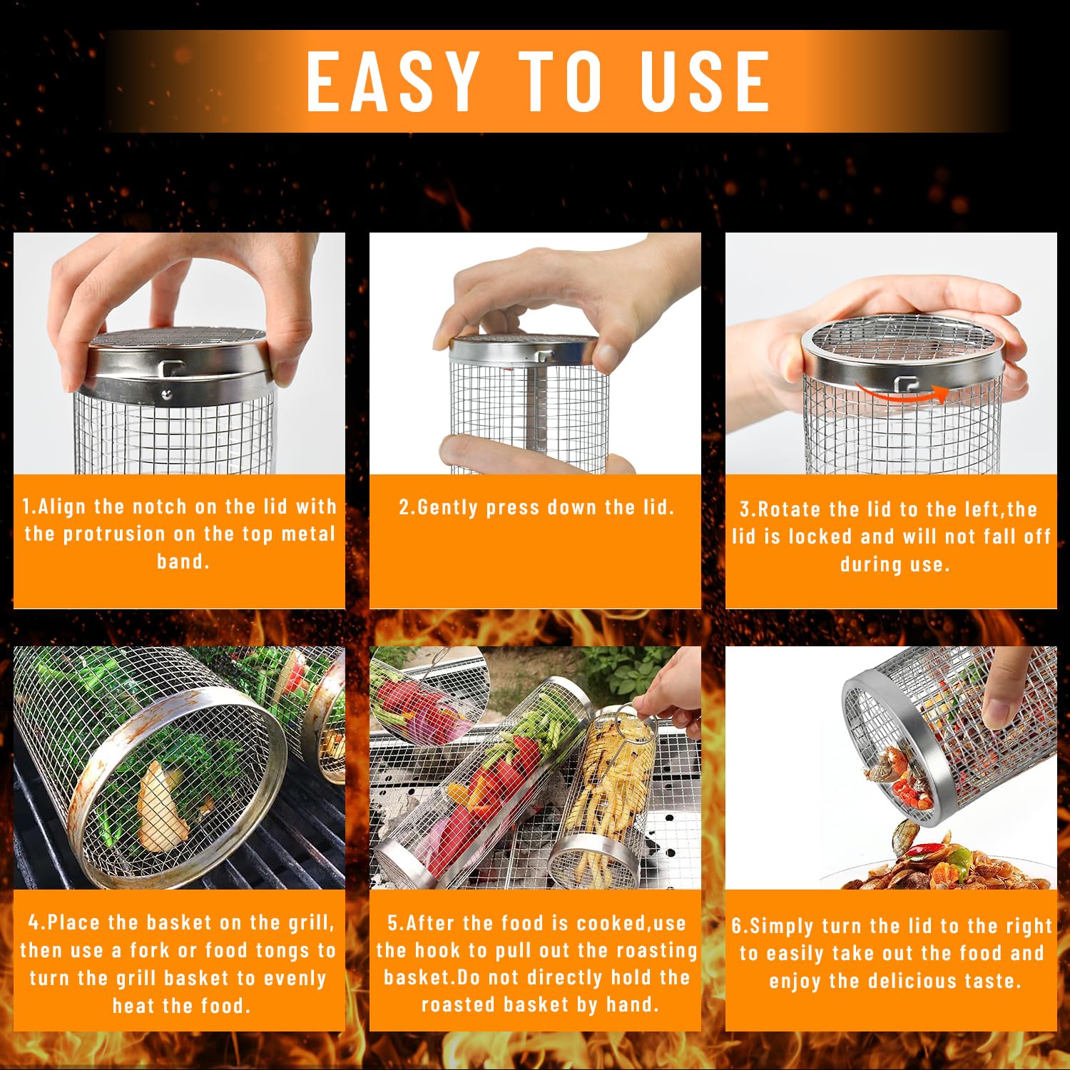 2 Pieces Rolling Grilling Bask - Camping Cooking Mesh 评论和价格