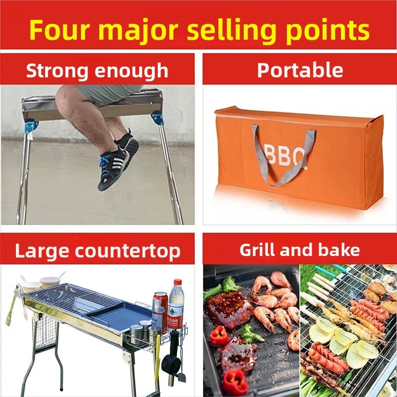 Large Folding Charcoal Barbecu - Camp Grill Portable Folding 评论和价格
