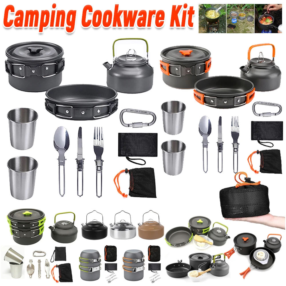 Camping Cookware Kit Kettle Po - Camping Cooking Kit 评论和价格