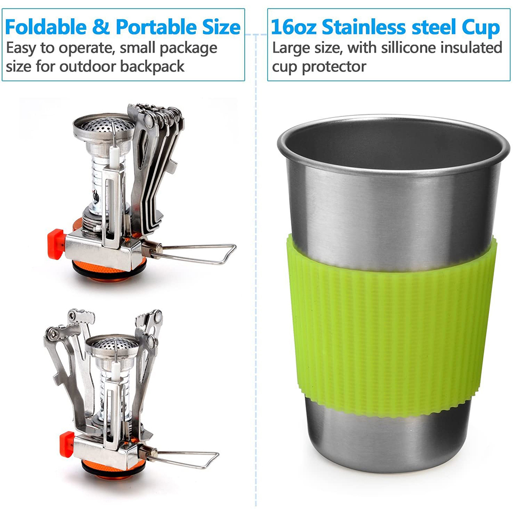Camping Cookware Kit with Stov - Camping Cooking Mesh 评论和价格