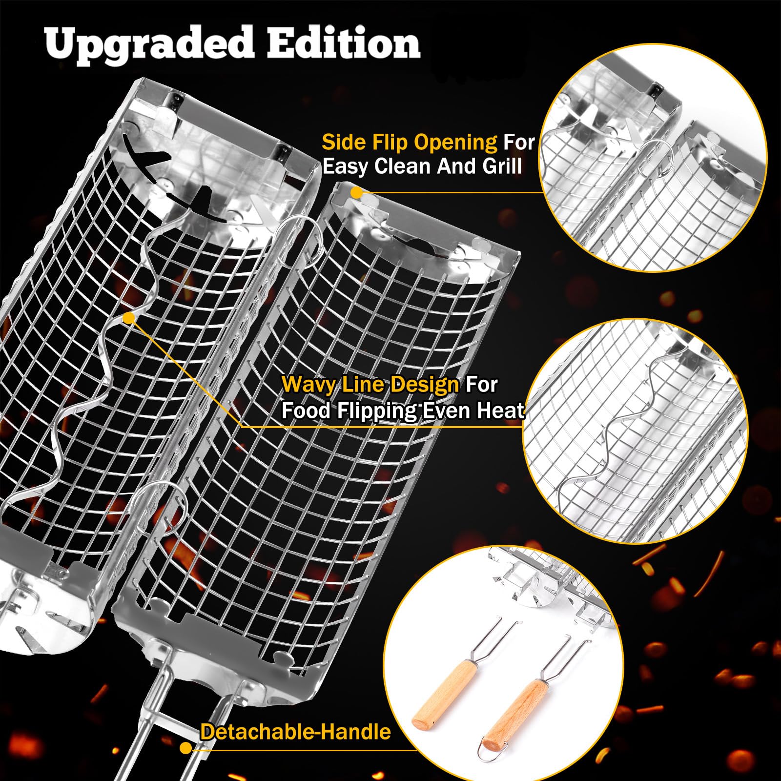 BUYYES Rolling Grill Basket BB - Camping Cooking Mesh 评论和价格