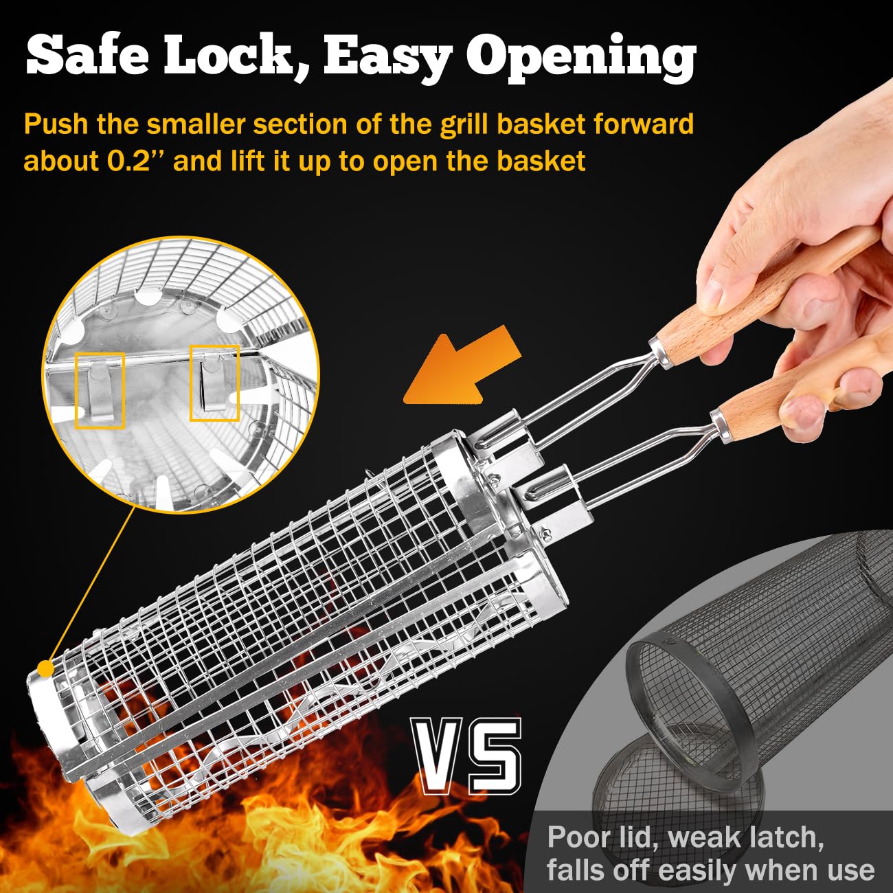 BUYYES Rolling Grill Basket BB - Camping Cooking Mesh 评论和价格